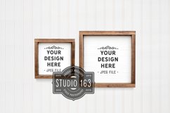 Dual Farmhouse Sign Mockup, Square Blank Wood Frame, JPEG Product Image 1