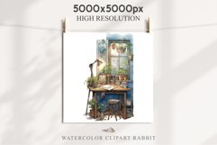 Study Corner Clipart Artist Workspace PNG Scrapbooking Art boho cozy interior table desk Transparent art workshop designs sublimation kids printable digital watercolor Study Corner Clipart, Artist Workspace PNG,  jpeg boho cozy interior table, work desk
