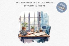 Study Corner Clipart Artist Workspace PNG Scrapbooking Art boho cozy interior table desk Transparent art workshop designs sublimation kids printable digital watercolor Study Corner Clipart, Artist Workspace PNG,  jpeg boho cozy interior table, work desk
