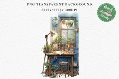Study Corner Clipart Artist Workspace PNG Scrapbooking Art boho cozy interior table desk Transparent art workshop designs sublimation kids printable digital watercolor Study Corner Clipart, Artist Workspace PNG,  jpeg boho cozy interior table, work desk