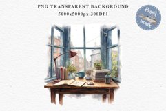 Study Corner Clipart Artist Workspace PNG Scrapbooking Art boho cozy interior table desk Transparent art workshop designs sublimation kids printable digital watercolor Study Corner Clipart, Artist Workspace PNG,  jpeg boho cozy interior table, work desk