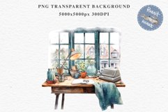 Study Corner Clipart Artist Workspace PNG Scrapbooking Art boho cozy interior table desk Transparent art workshop designs sublimation kids printable digital watercolor Study Corner Clipart, Artist Workspace PNG,  jpeg boho cozy interior table, work desk
