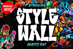 Style Wall | Awesome Graffiti Webfont for Urban Creative Product Image 1