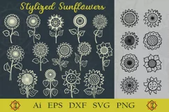 Bunch of stylized sunflowers. Sublimation. Clipart. Product Image 1