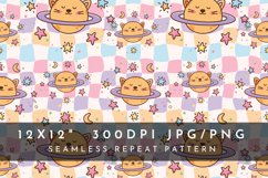 Cat planet with stars moon Seamless pattern, Kids Design Product Image 1