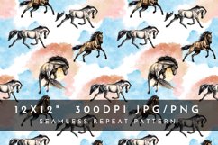 Horses Watercolor Seamless Pattern Watercolor Horses Product Image 1