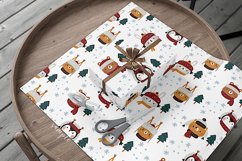 Winter Holiday Seamless Pattern Bear Owl fox Digital Paper Product Image 2