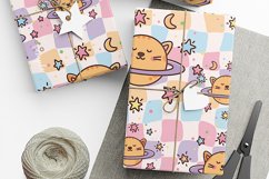Cat planet with stars moon Seamless pattern, Kids Design Product Image 3