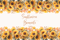 Sunflower seamless border clipart. Watercolor sunflowers Product Image 1