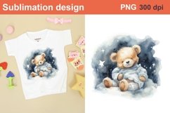 Teddy bear watercolor sublimation|Cute teddy sleeping Product Image 1
