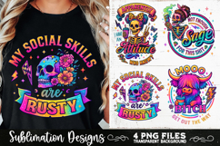 Funny Skeletons Sarcastic Adult humor Retro PNG Sublimation Product Image 4