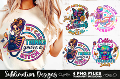Funny Skeletons Sarcastic Adult humor Retro PNG Sublimation Product Image 3