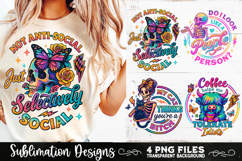 Funny Skeletons Sarcastic Adult humor Retro PNG Sublimation Product Image 6