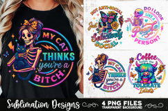 Funny Skeletons Sarcastic Adult humor Retro PNG Sublimation Product Image 9