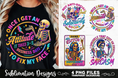 Funny Skeletons Sarcastic Adult humor Retro PNG Sublimation Product Image 4