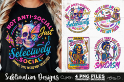 Funny Skeletons Sarcastic Adult humor Retro PNG Sublimation Product Image 2