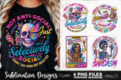 Funny Skeletons Sarcastic Adult humor Retro PNG Sublimation Product Image 1