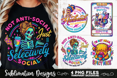 Funny Skeletons Sarcastic Adult humor Retro PNG Sublimation Product Image 1