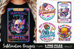 Funny Skeletons Sarcastic Adult humor Retro PNG Sublimation Product Image 6