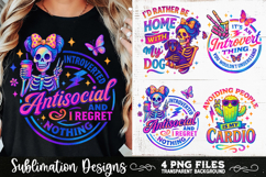 Funny Skeletons Sarcastic Antisocial Retro PNG Sublimation Product Image 1