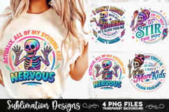 Funny Skeletons Sarcastic Retro PNG Sublimation Product Image 2
