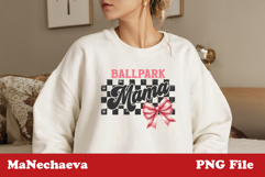 Ballpark Mama Sublimation Design | Pink Bow Sport PNG Product Image 2