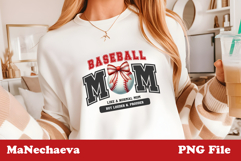 Baseball Mom Sublimation | Varsity Red Bow Quote PNG Product Image 3