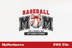 Baseball Mom Sublimation | Varsity Red Bow Quote PNG Product Image 1
