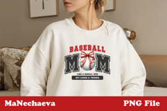 Baseball Mom Sublimation | Varsity Red Bow Quote PNG Product Image 2