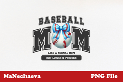 Baseball Mom Sublimation | Blue Bow Sport PNG Design Product Image 2