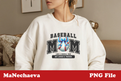 Baseball Mom Sublimation | Blue Bow Sport PNG Design Product Image 3