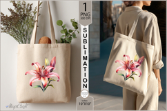 Lily sublimation| Lily flower|Tote Bag Design| Sublimation Product Image 1