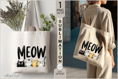 MEOW Cute cats sublimation|Tote Bag Design| cat Sublimation Product Image 1