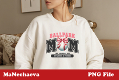 Ballpark Mom Sublimation | Pink Bow PNG Design Product Image 2