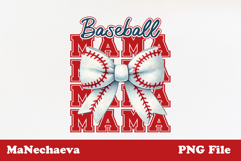 Baseball Mama Sublimation | White Bow PNG Design Product Image 1