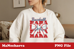 Baseball Mama Sublimation | White Bow PNG Design Product Image 2