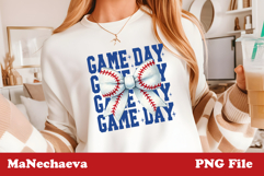 Game Day Baseball Sublimation | Blue Text White Bow PNG Product Image 3
