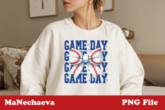 Game Day Baseball Sublimation | Blue Text White Bow PNG Product Image 2