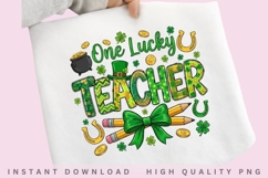 One Lucky Teacher PNG Design Product Image 1