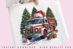 Christmas Fire Truck PNG Design Product Image 1