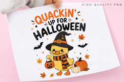 Quackin Up For Halloween PNG Sublimation Design, Duck Witch Product Image 3