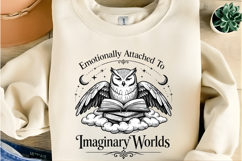 Emotionally Attached To Imaginary Worlds Owl Reading Book Product Image 4