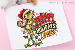 Hoppy Holidays I Guess Funny Christmas Frog Holiday PNG Product Image 3