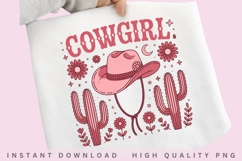 Cowgirl PNG, Pink Western Cowgirl Sublimation, Cowboy Hat Product Image 1