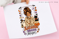 Autumn Moon Magic PNG Sublimation Design, Retro Fall Girl Product Image 3