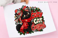 Cozy Black Cat Christmas Winter Holiday Festive PNG Design Product Image 3