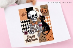 Happy Halloween Skeleton Cat PNG, Black Cat Pumpkin Spooky Product Image 3