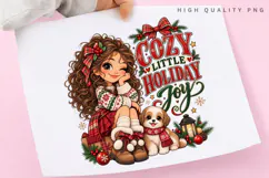 Cozy Little Holiday Joy Cute Girl and Puppy Winter Product Image 3