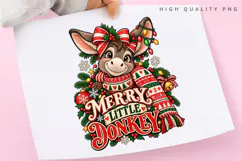 Merry Little Donkey Cute Christmas Holiday Winter PNG Design Product Image 3