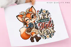 Cute Floral Fox Girl with Glasses, Bandana, Denim Outfit Product Image 3